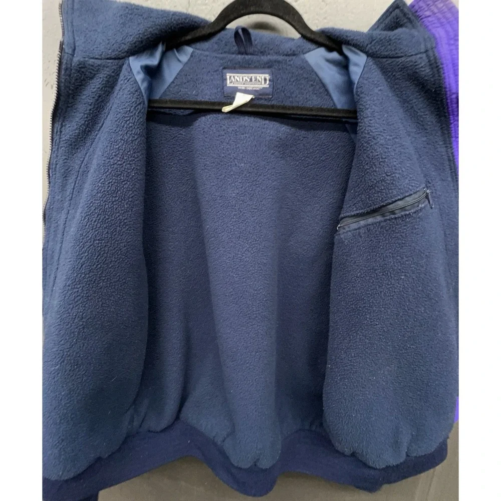 Vtg Lands End Squall Jacket Women‎ M Purple Fleece Lined Zip Pockets Outdoor USA